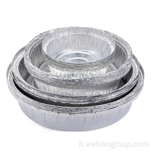 Contenitore di lamina in alluminio rotondo in argento per torta da forno, barbecue